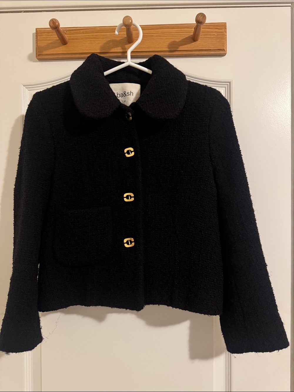 ba&sh Black Bouclé Kids Jacket with Gold-Tone Buttons